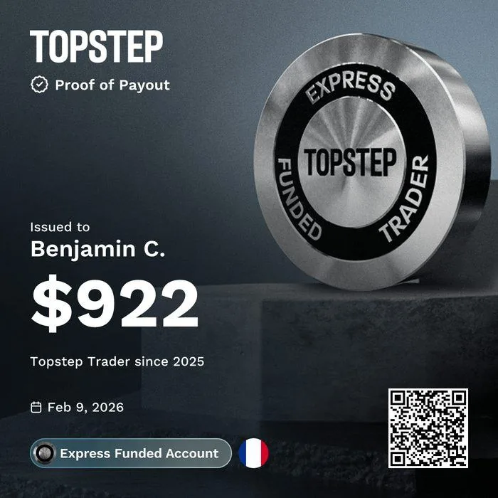 Preuve de payout Topstep de Benji C., 9 février 2026
